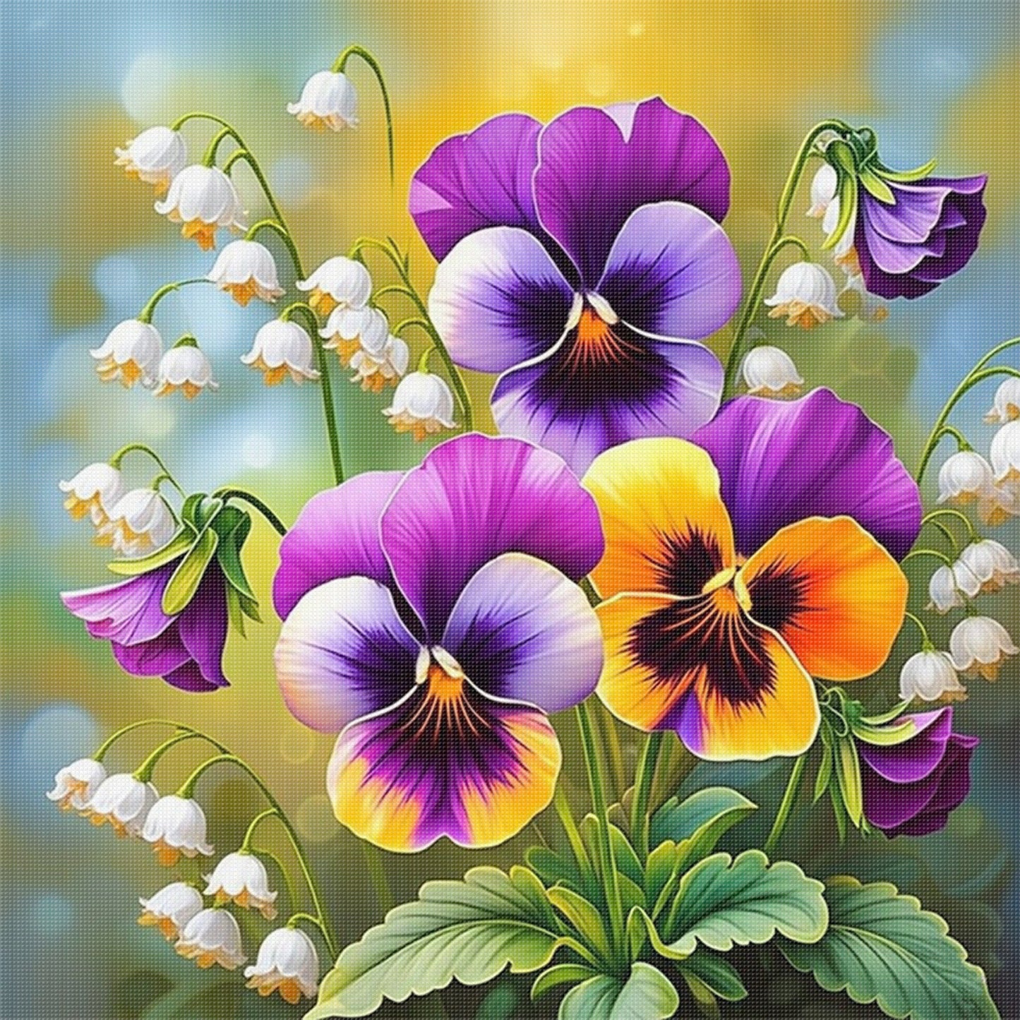 Pansy - Full 11CT Stamped Cross Stitch 45x45CM - Huacan
