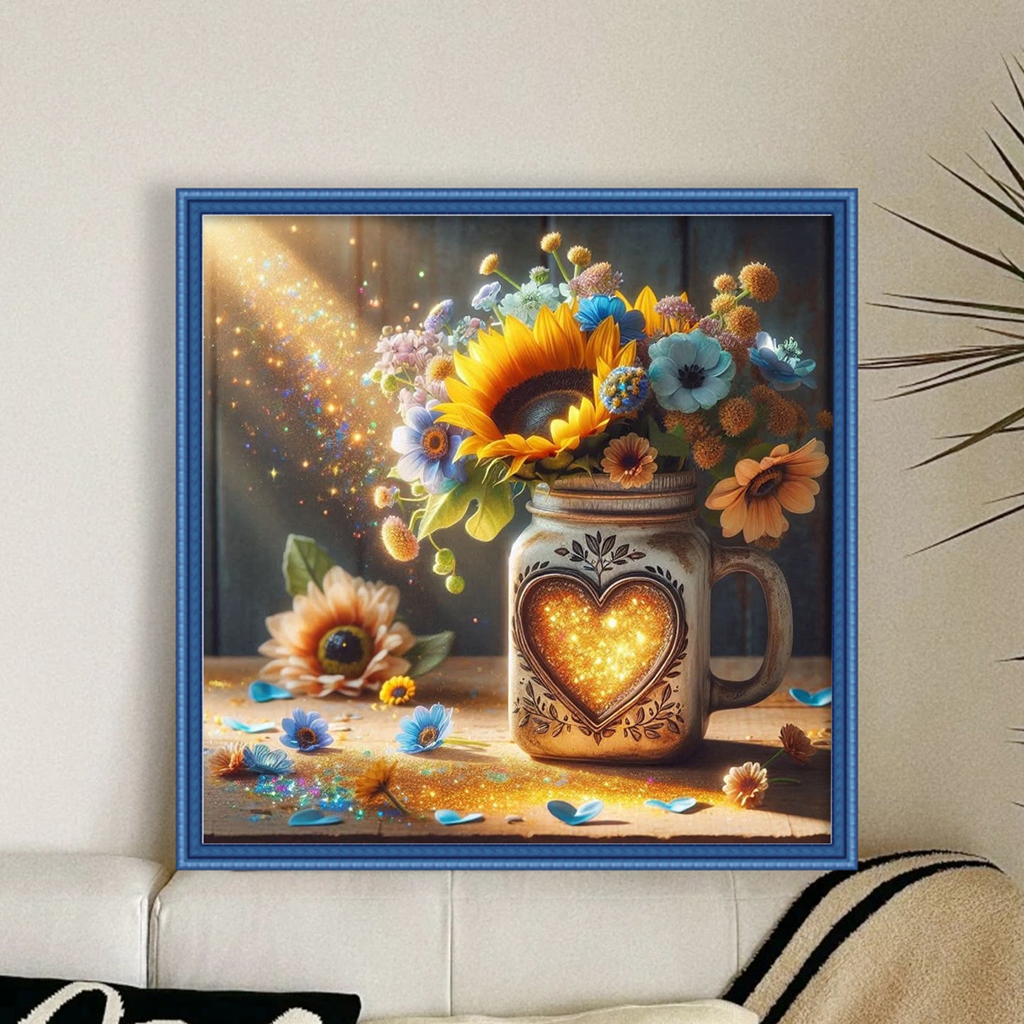Sunflower Water Cup - Full 11CT Stamped Cross Stitch 45x45CM - Huacan