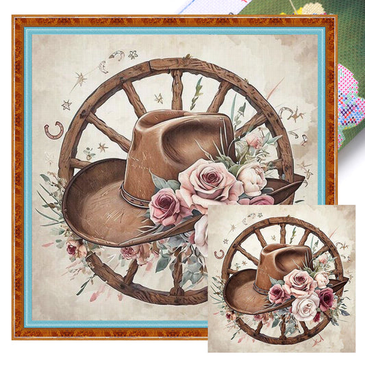 Hat - Full 11CT Stamped Cross Stitch 45x45CM - Huacan