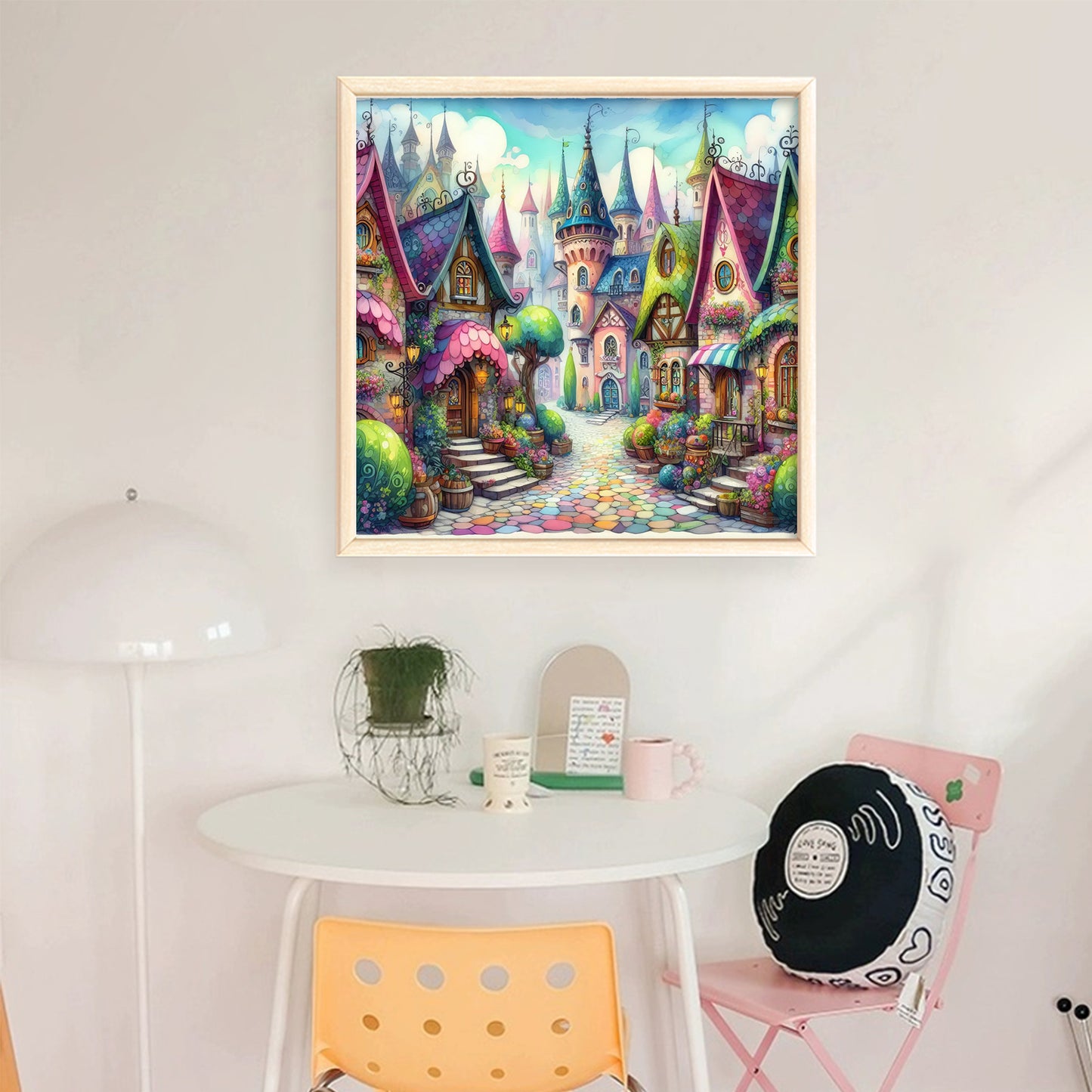 Colorful Town - Full 11CT Stamped Cross Stitch 45x45CM - Huacan
