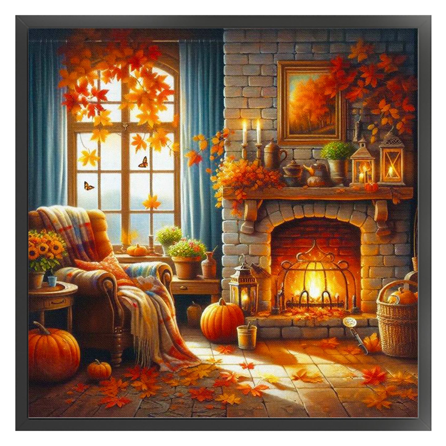 Autumn Living Room - Full 11CT Stamped Cross Stitch 45x45CM - Huacan