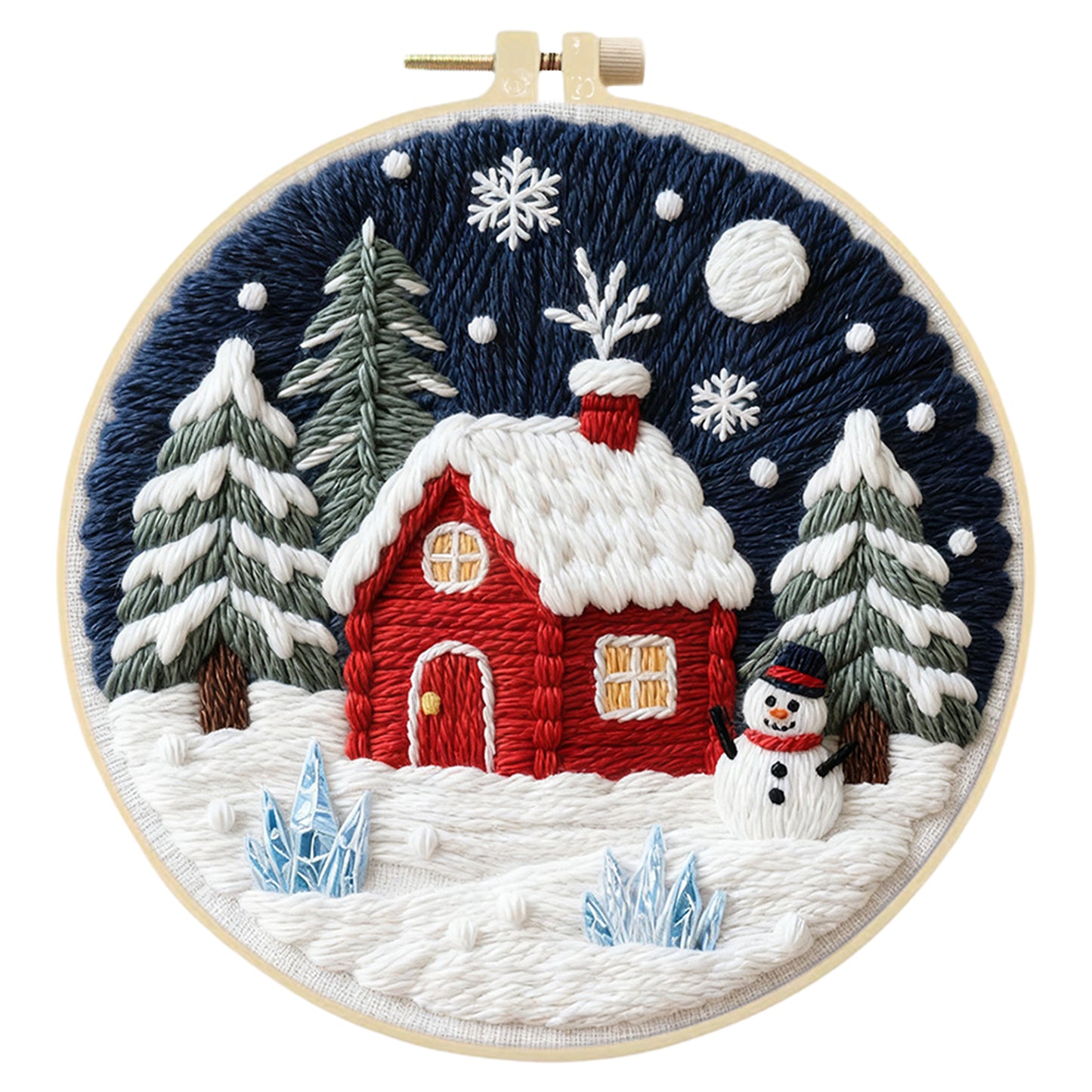 Christmas - DIY Embroidery Cross Stitch Kit with Pattern Cotton Threads Needles Hoop 29x29CM/11.42x11.42in