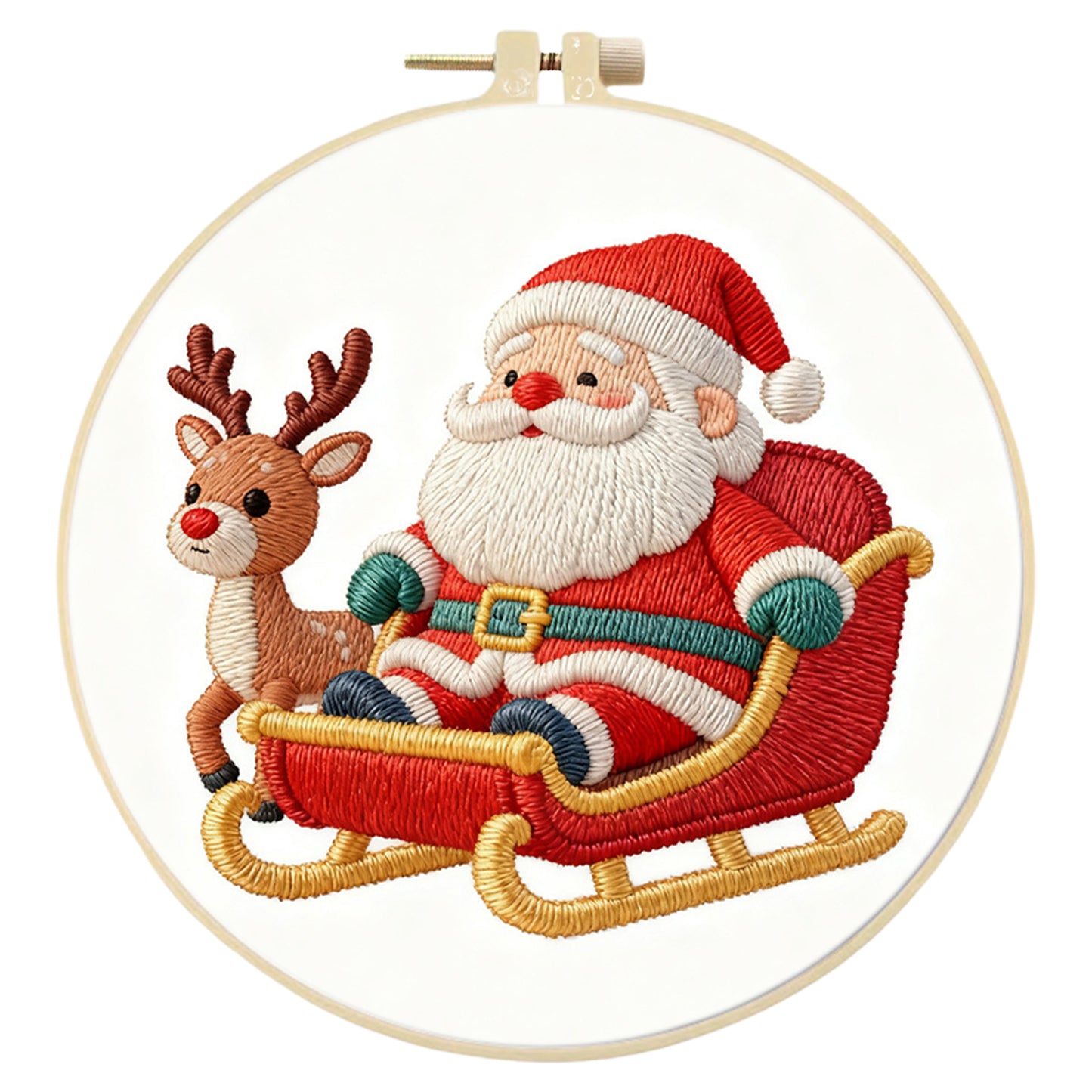 Christmas - DIY Embroidery Cross Stitch Kit with Pattern Cotton Threads Needles Hoop 29x29CM/11.42x11.42in