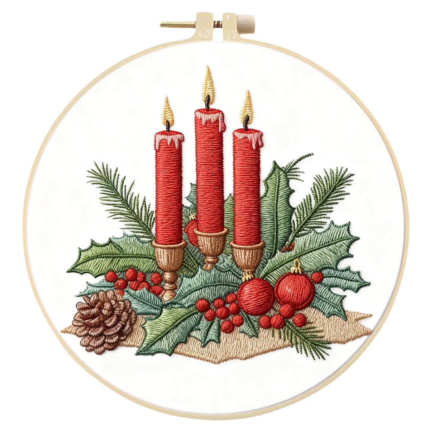 Christmas - DIY Embroidery Cross Stitch Kit with Pattern Cotton Threads Needles Hoop 29x29CM/11.42x11.42in