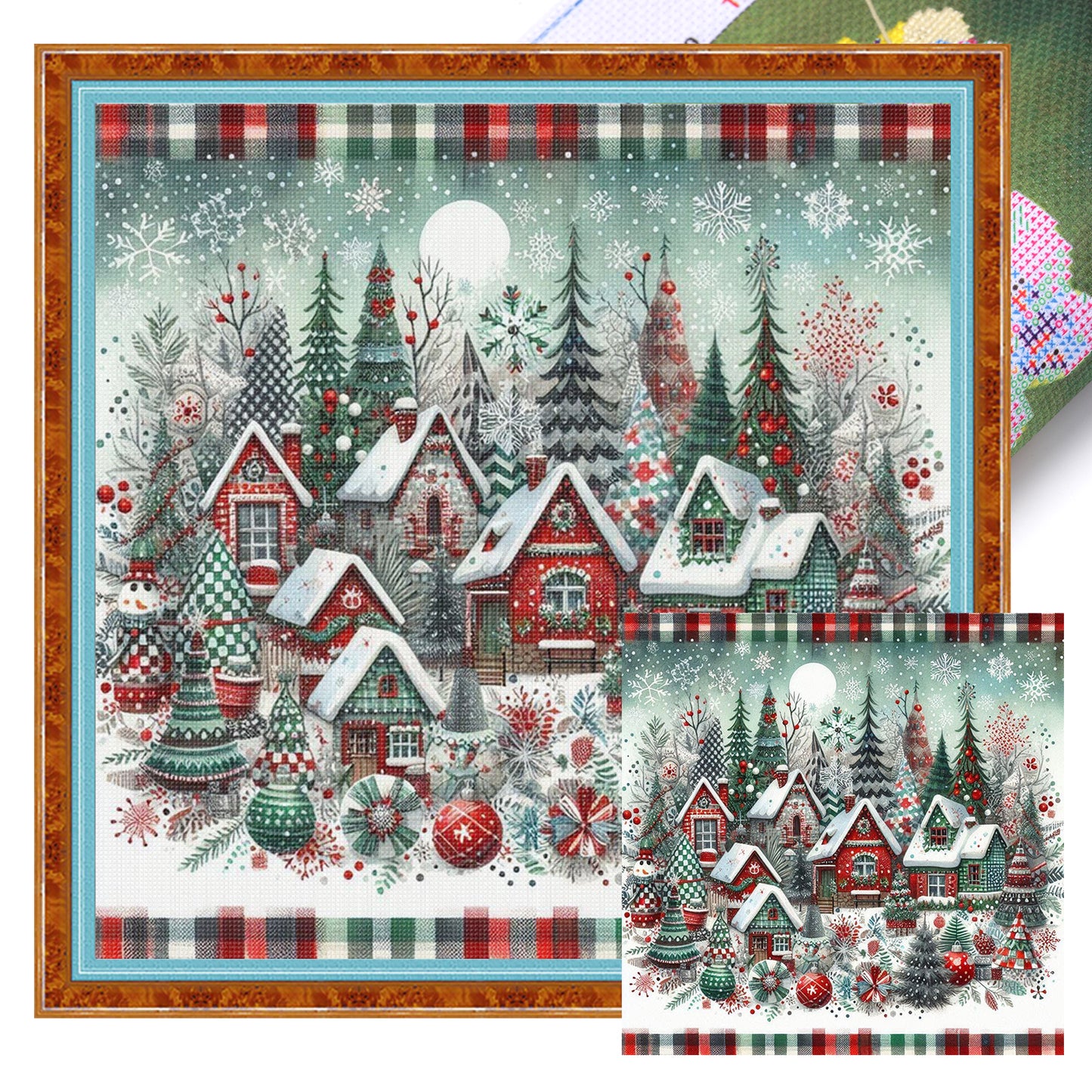 Christmas Town - Full 11CT Stamped Cross Stitch 45x45CM - Huacan