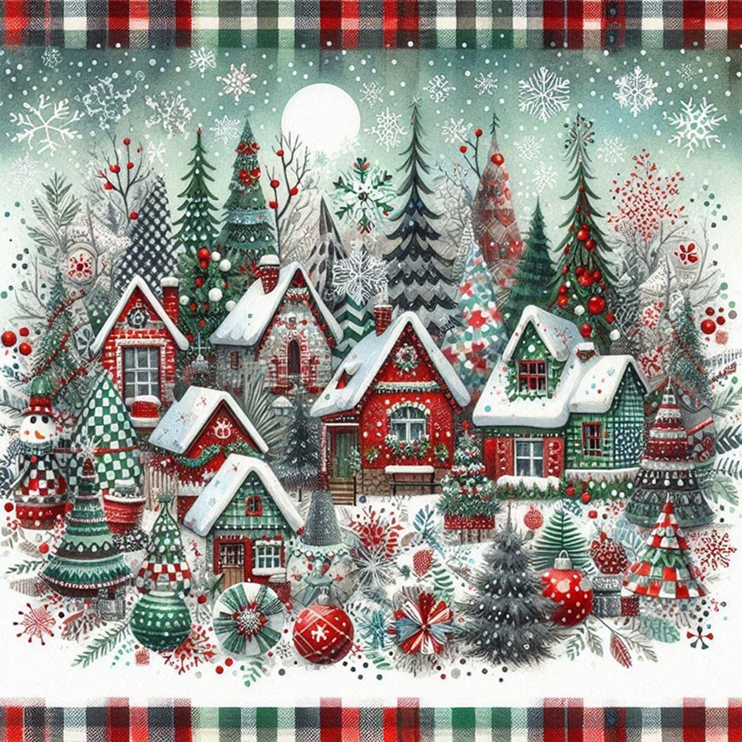 Christmas Town - Full 11CT Stamped Cross Stitch 45x45CM - Huacan