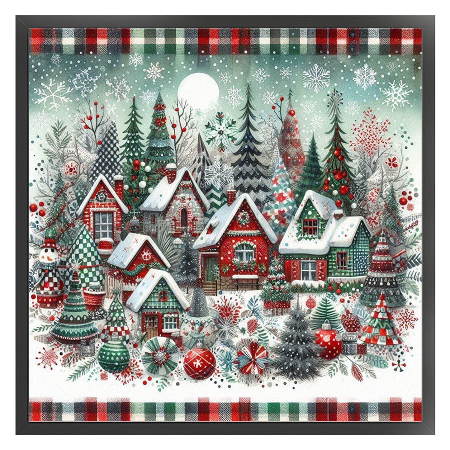 Christmas Town - Full 11CT Stamped Cross Stitch 45x45CM - Huacan