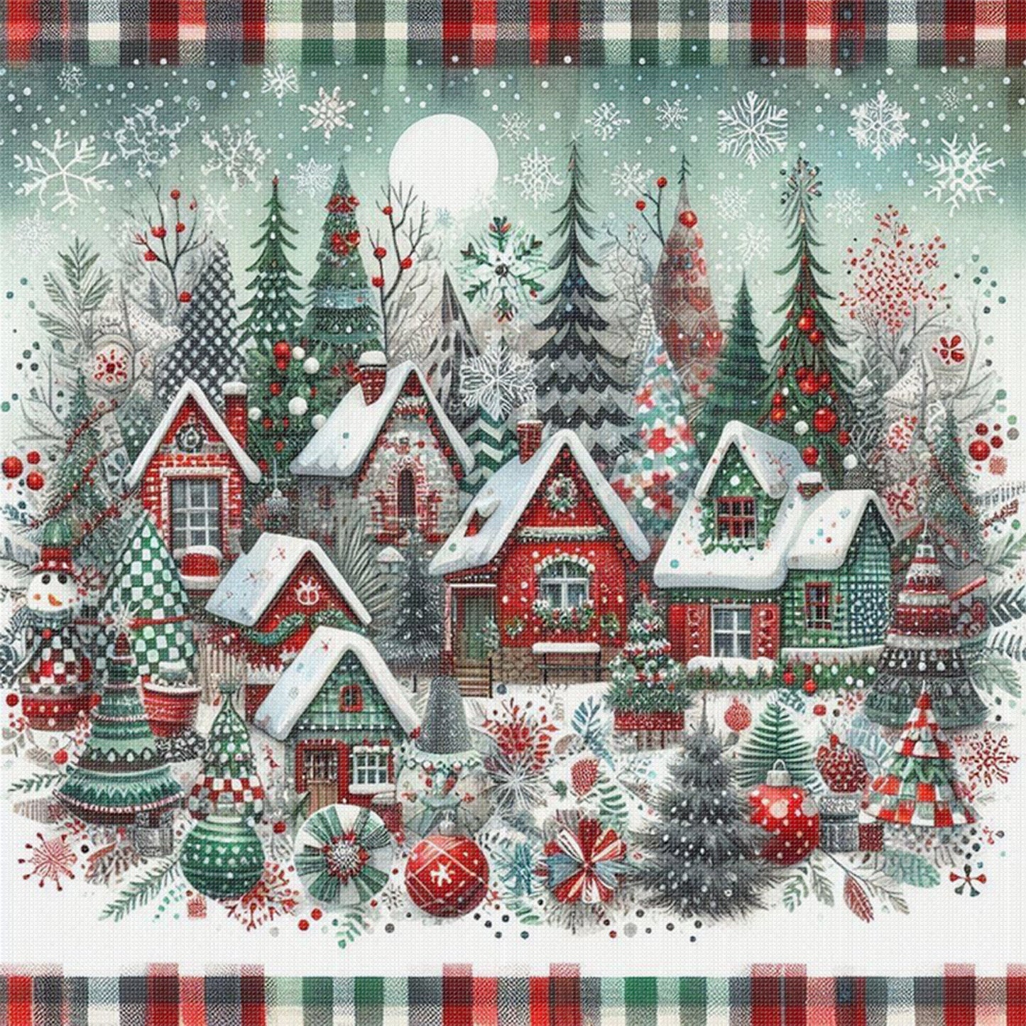 Christmas Town - Full 11CT Stamped Cross Stitch 45x45CM - Huacan
