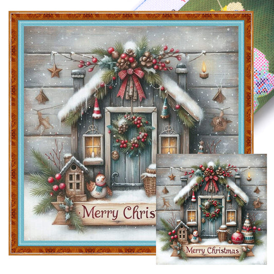 Christmas Hut - Full 11CT Stamped Cross Stitch 45x45CM - Huacan