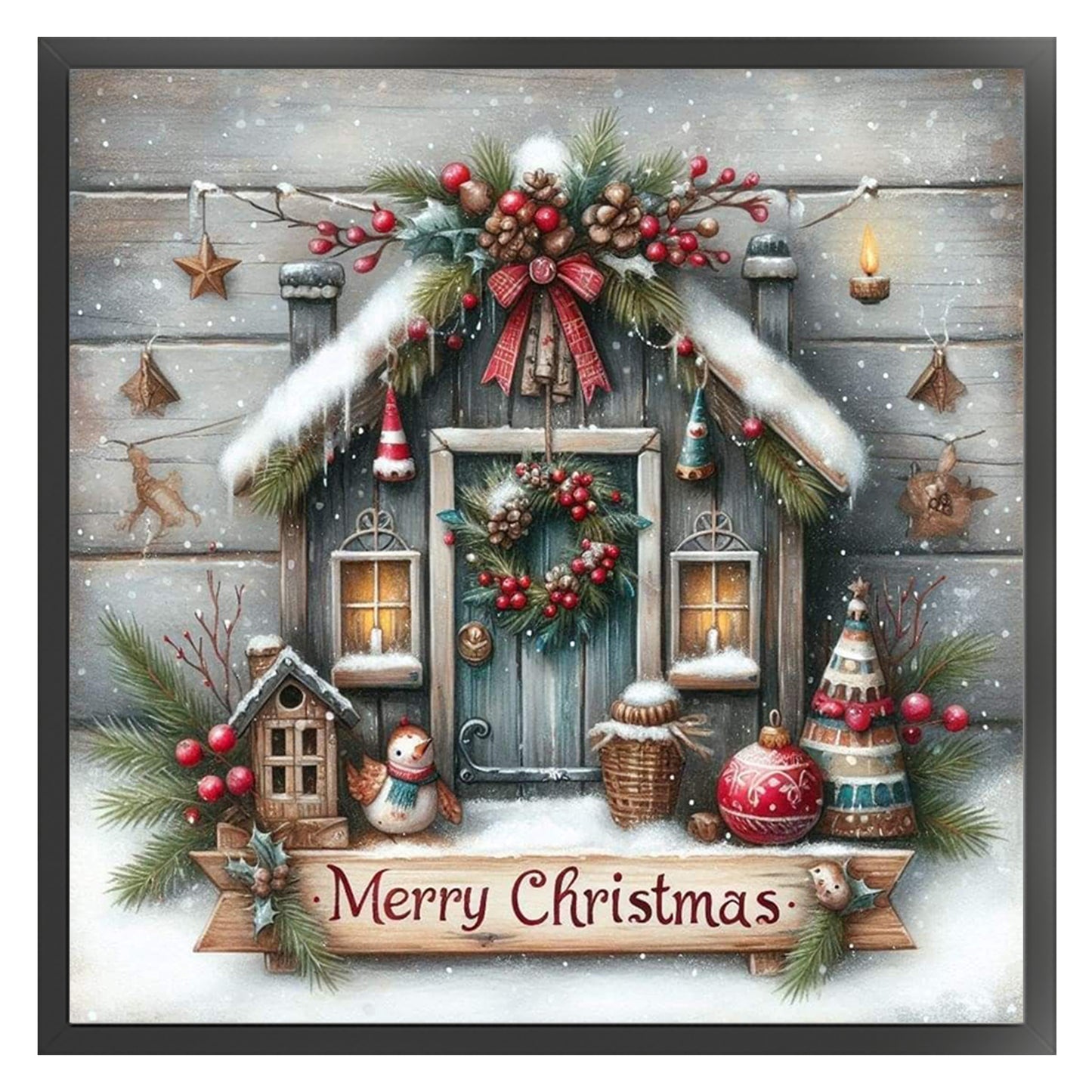 Christmas Hut - Full 11CT Stamped Cross Stitch 45x45CM - Huacan