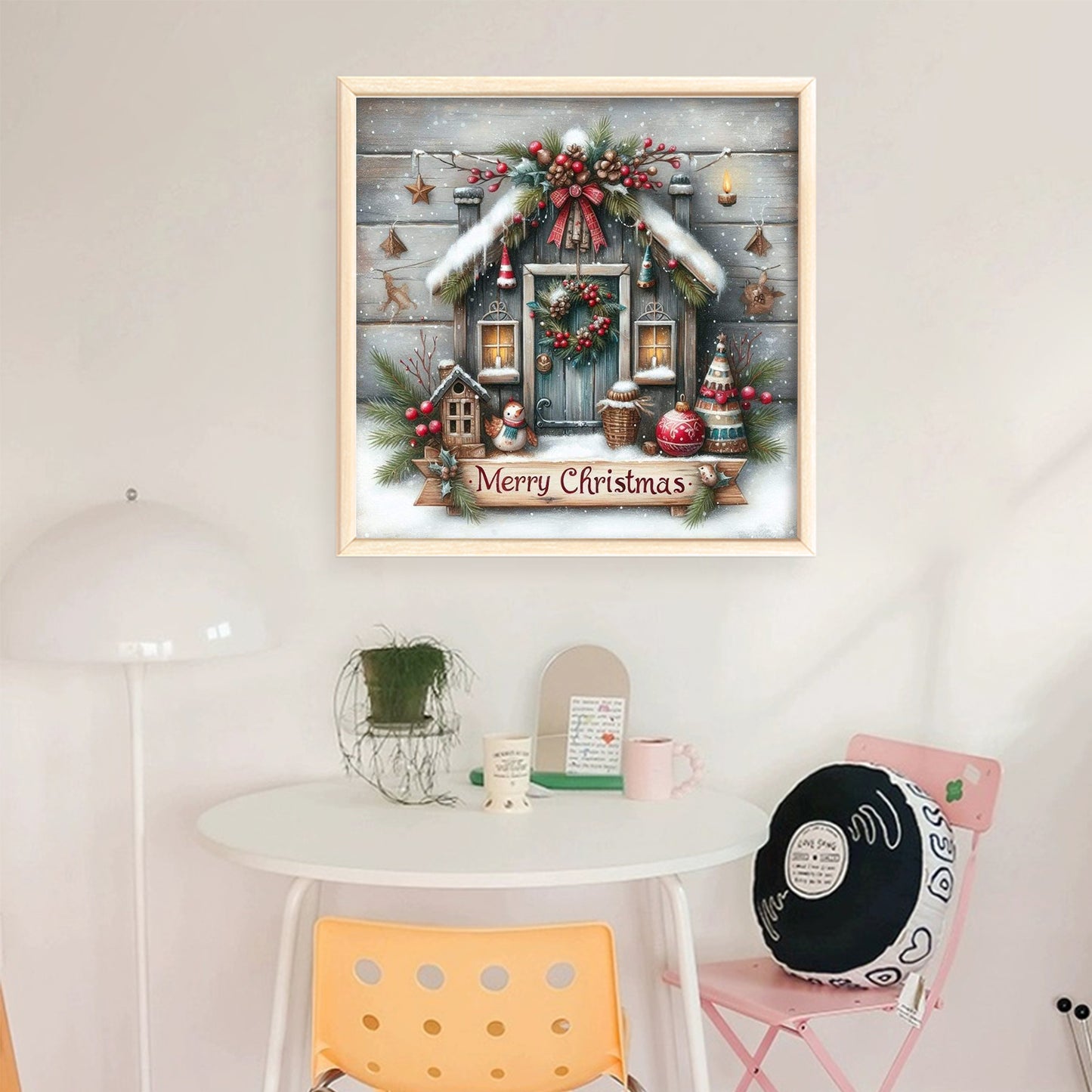 Christmas Hut - Full 11CT Stamped Cross Stitch 45x45CM - Huacan