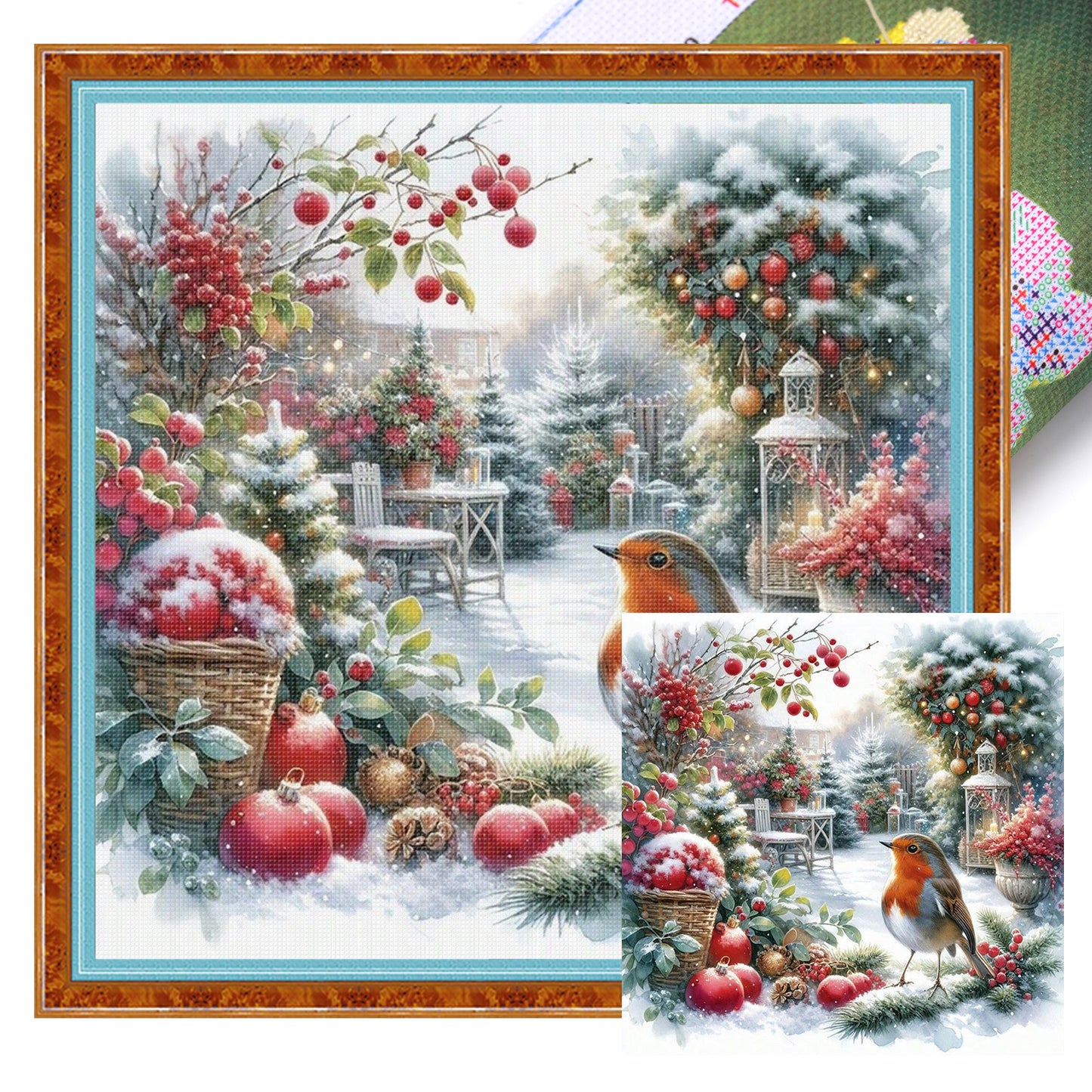 Christmas Garden - Full 11CT Stamped Cross Stitch 45x45CM - Huacan