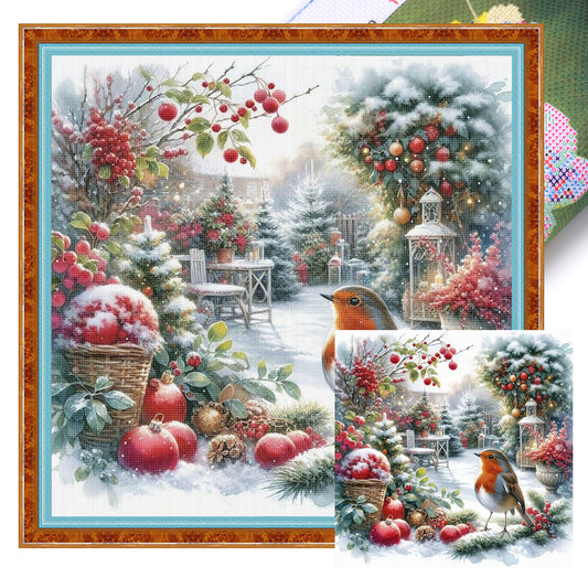 Christmas Garden - Full 11CT Stamped Cross Stitch 45x45CM - Huacan