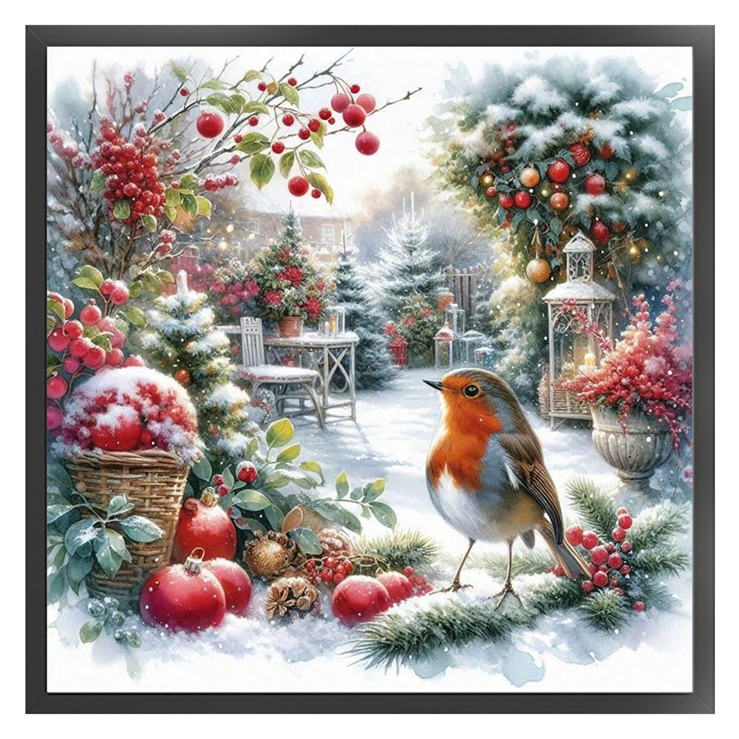Christmas Garden - Full 11CT Stamped Cross Stitch 45x45CM - Huacan