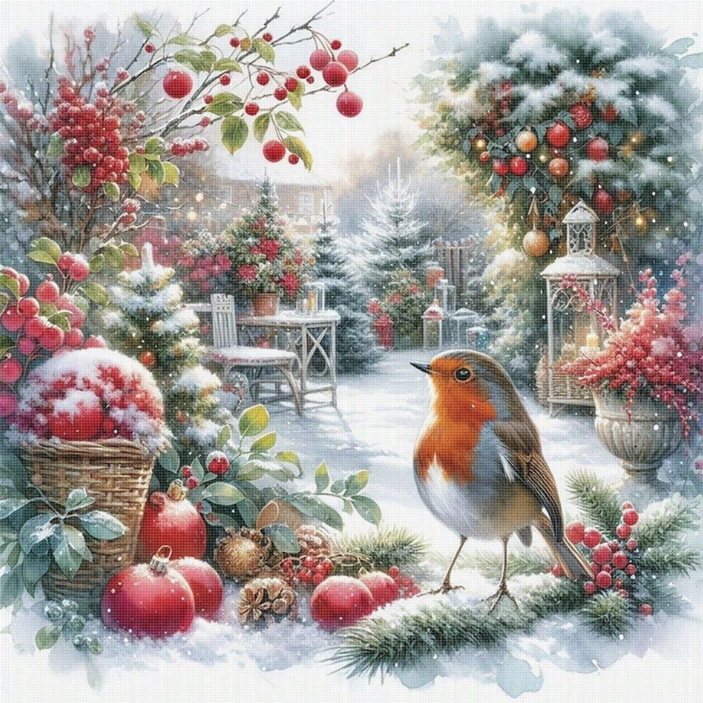 Christmas Garden - Full 11CT Stamped Cross Stitch 45x45CM - Huacan