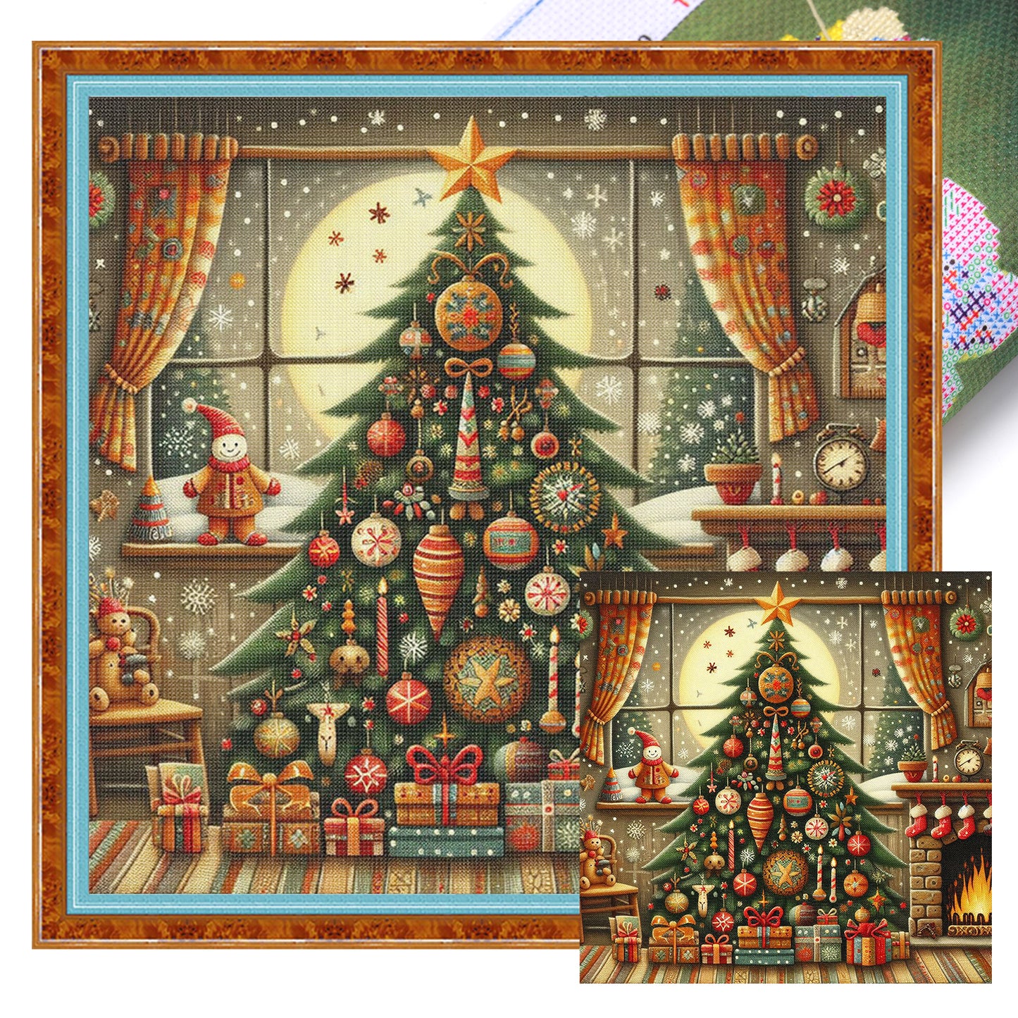 Christmas Tree - Full 11CT Stamped Cross Stitch 45x45CM - Huacan