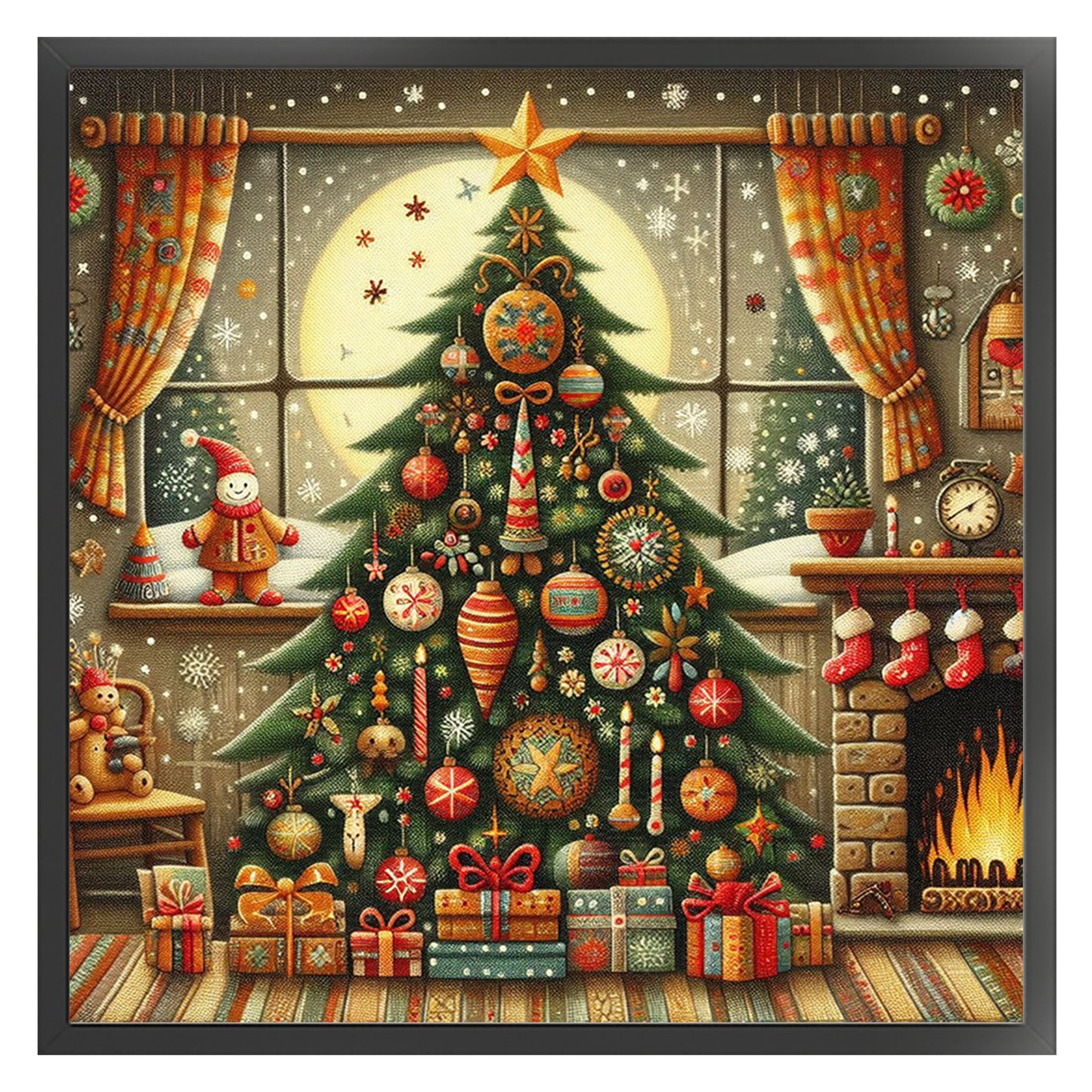 Christmas Tree - Full 11CT Stamped Cross Stitch 45x45CM - Huacan