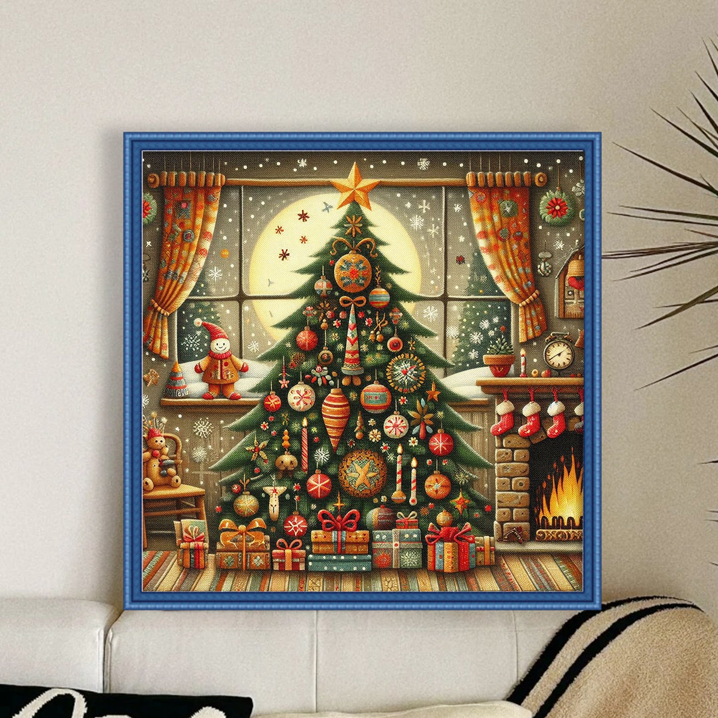 Christmas Tree - Full 11CT Stamped Cross Stitch 45x45CM - Huacan
