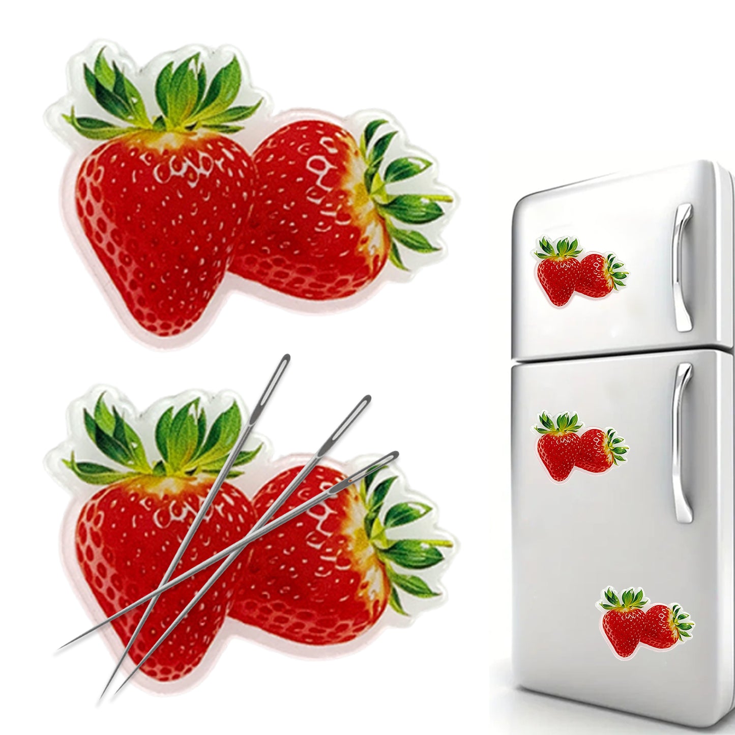 Strawberry Magnetic Acrylic Needle Minder for Cross Stitch and Embroidery
