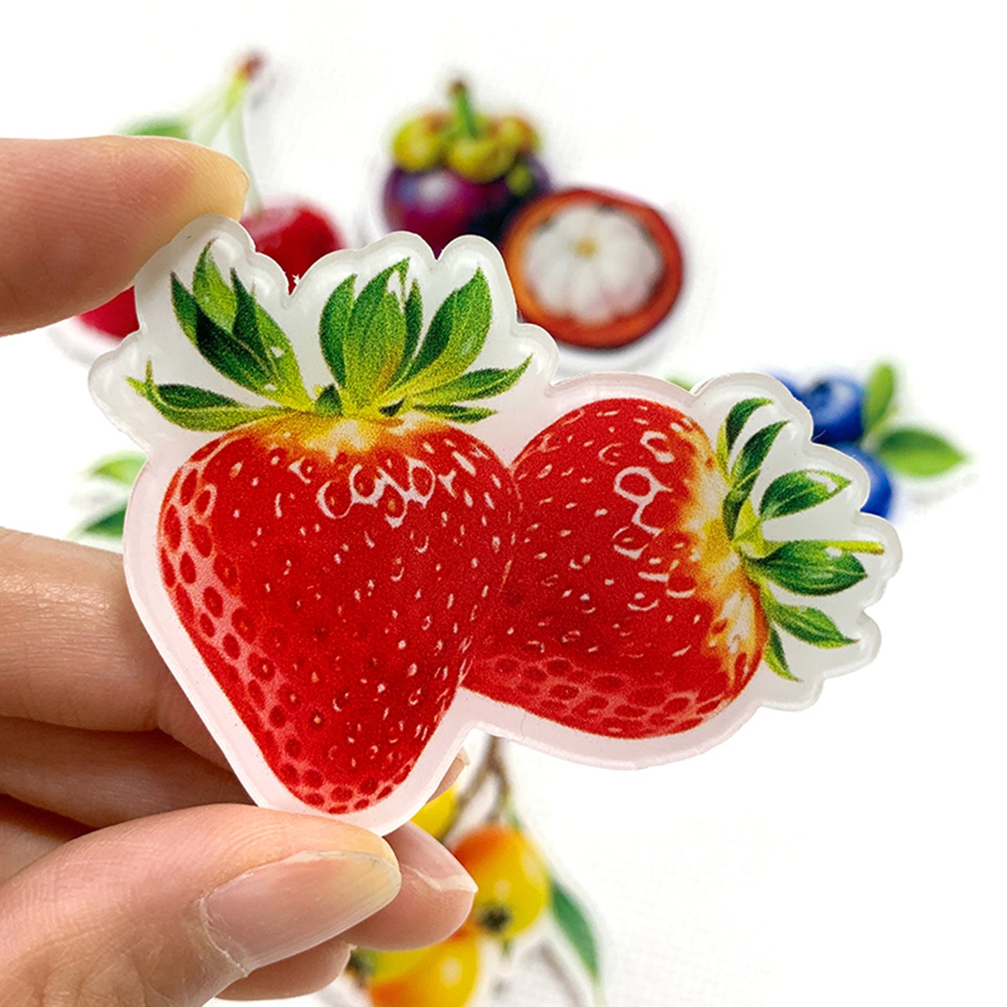 Strawberry Magnetic Acrylic Needle Minder for Cross Stitch and Embroidery