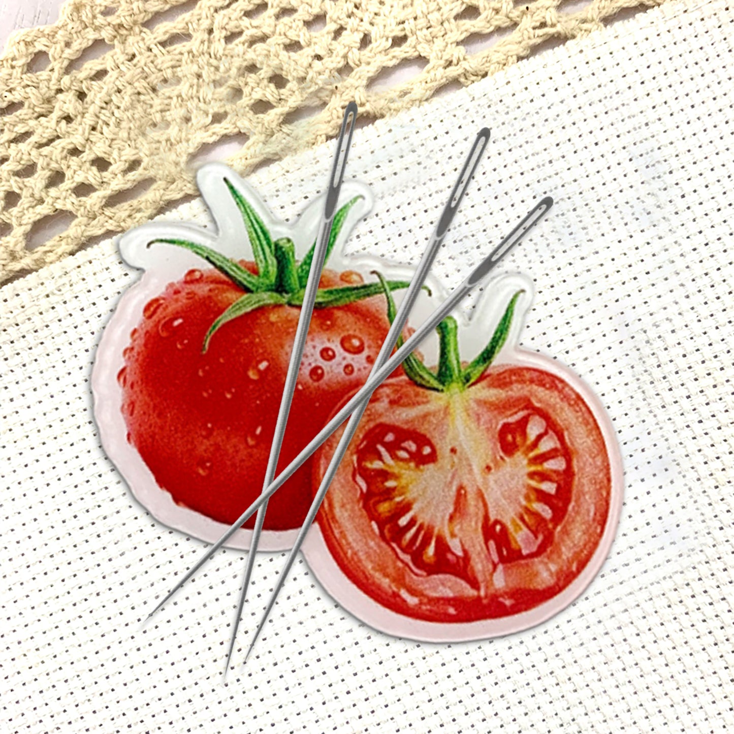 Tomato Magnetic Acrylic Needle Minder for Cross Stitch and Embroidery Supplies