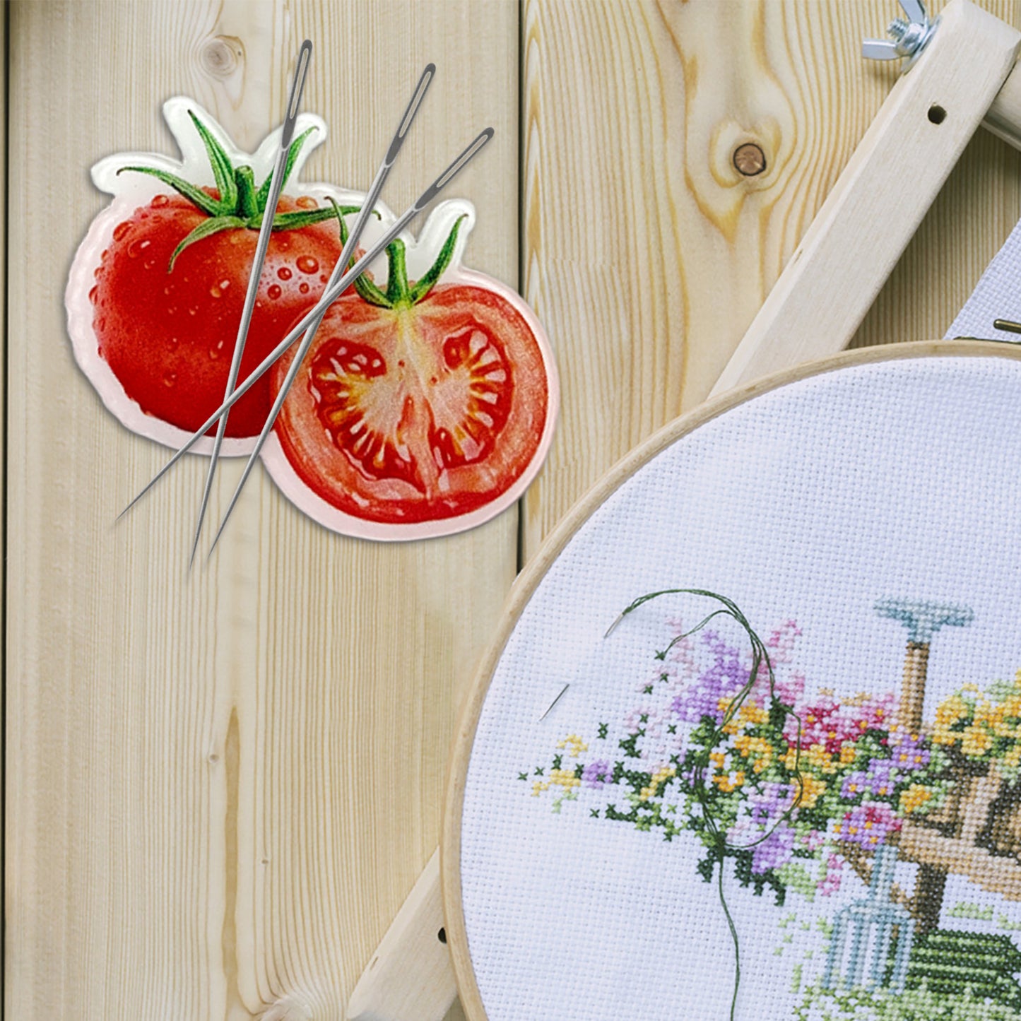 Tomato Magnetic Acrylic Needle Minder for Cross Stitch and Embroidery Supplies