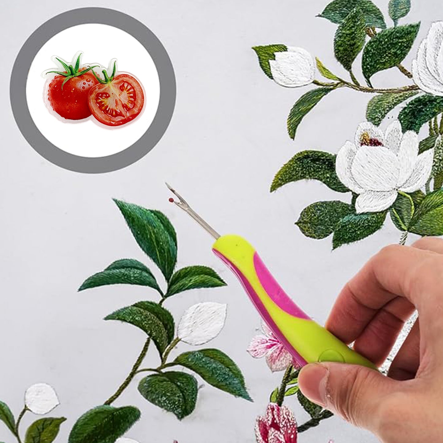Tomato Magnetic Acrylic Needle Minder for Cross Stitch and Embroidery Supplies