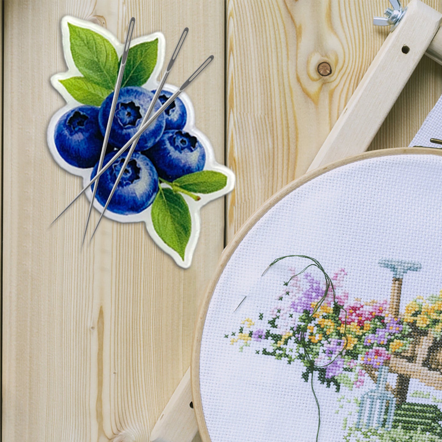 Blueberry Magnetic Acrylic Needle Minder for Cross Stitch and Embroidery