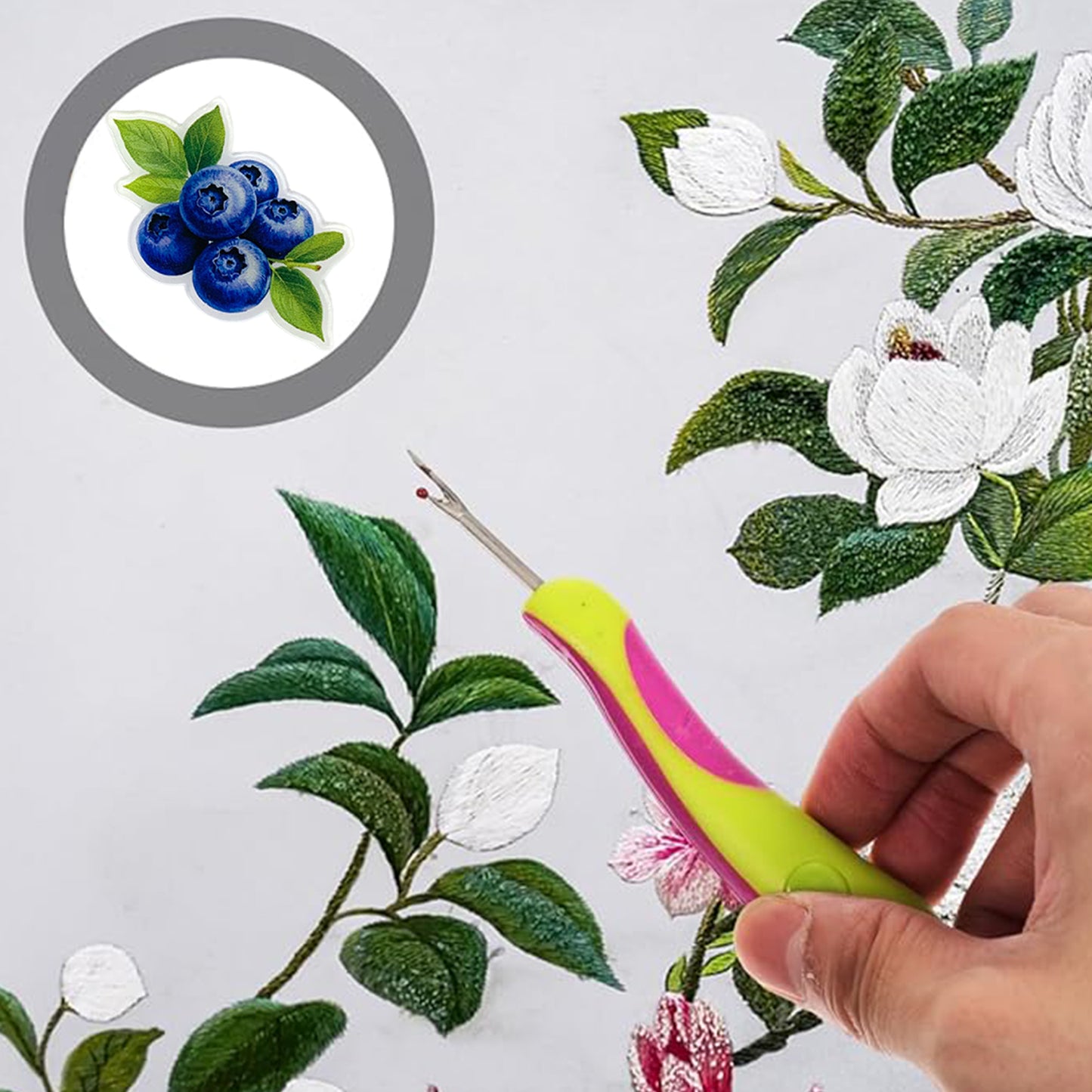 Blueberry Magnetic Acrylic Needle Minder for Cross Stitch and Embroidery