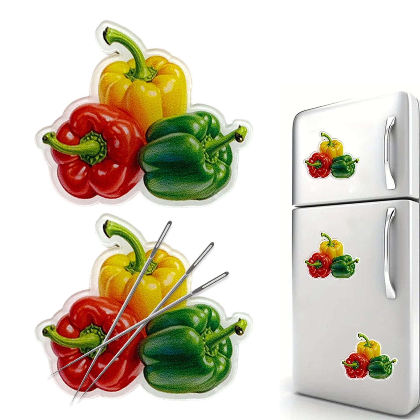 Green Pepper Magnetic Acrylic Needle Minder for Cross Stitch and Embroidery