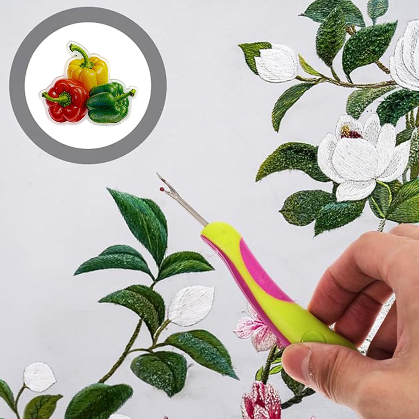 Green Pepper Magnetic Acrylic Needle Minder for Cross Stitch and Embroidery
