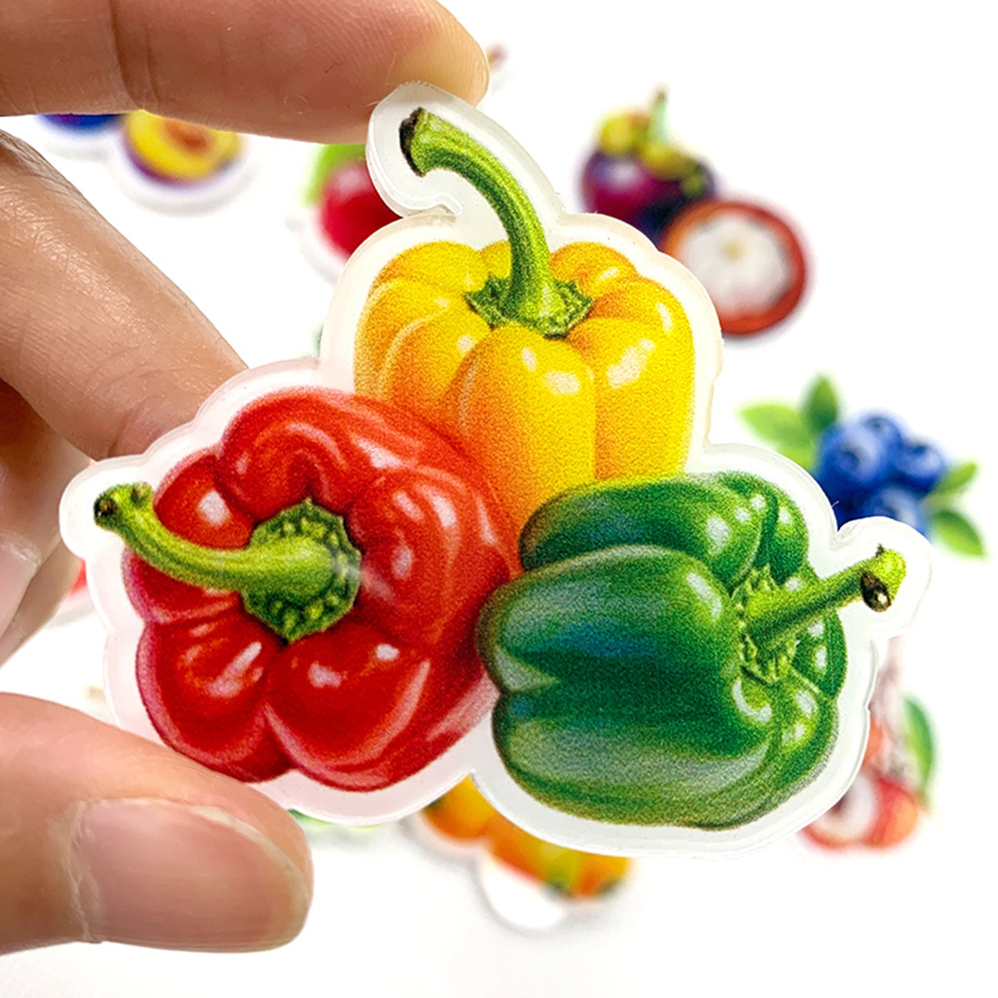 Green Pepper Magnetic Acrylic Needle Minder for Cross Stitch and Embroidery