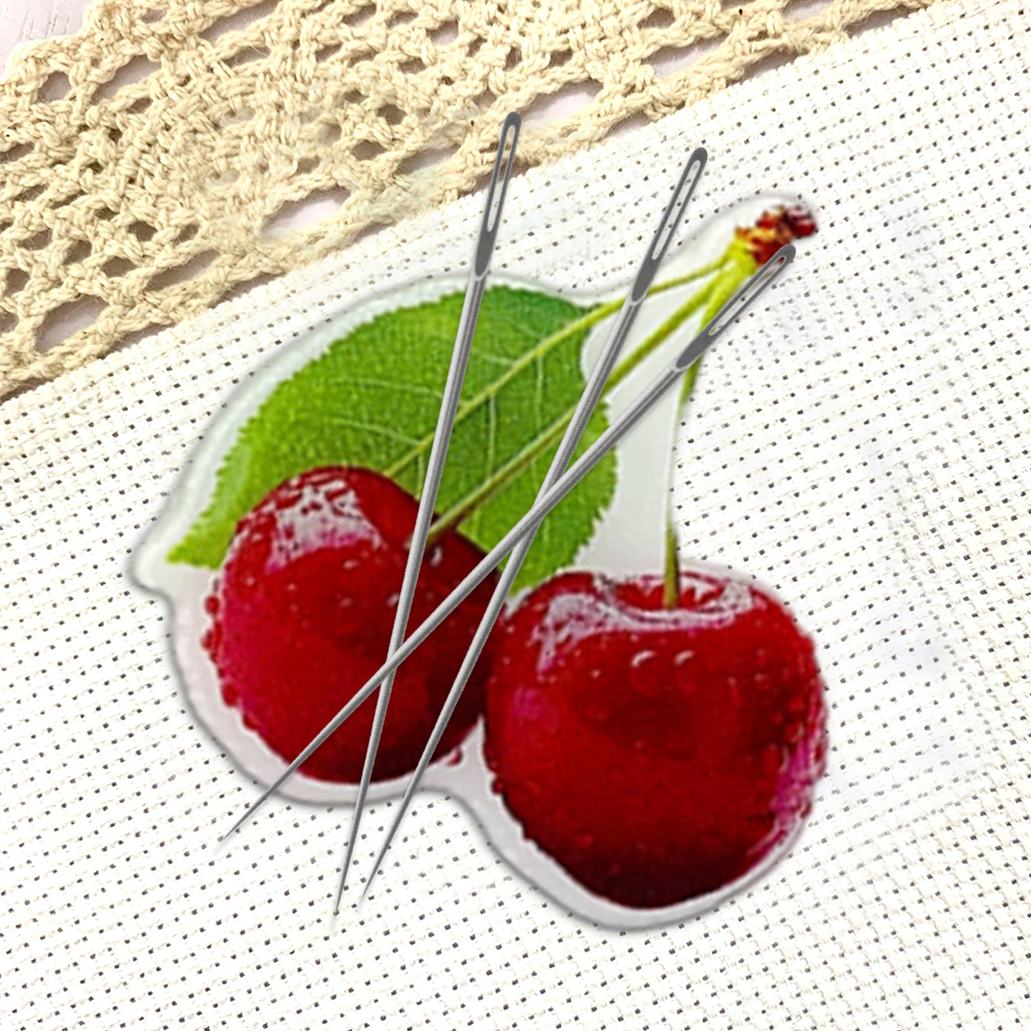 Cherry Magnetic Acrylic Needle Minder for Cross Stitch and Embroidery Supplies