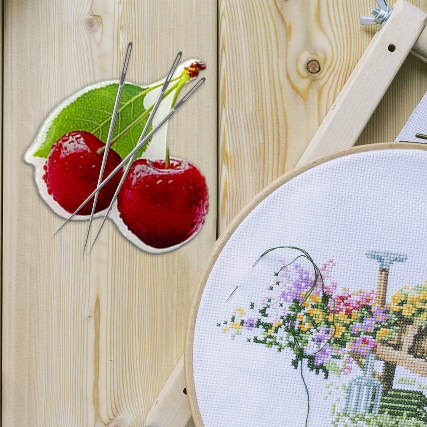 Cherry Magnetic Acrylic Needle Minder for Cross Stitch and Embroidery Supplies