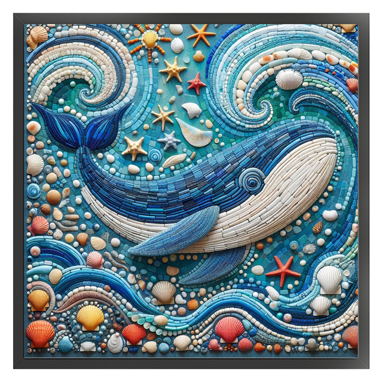Stained Glass Whale - Full 11CT Stamped Cross Stitch 45x45CM - Huacan