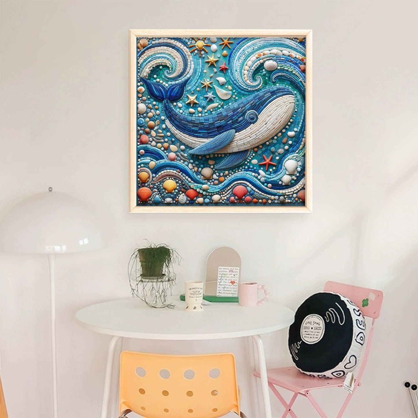 Stained Glass Whale - Full 11CT Stamped Cross Stitch 45x45CM - Huacan