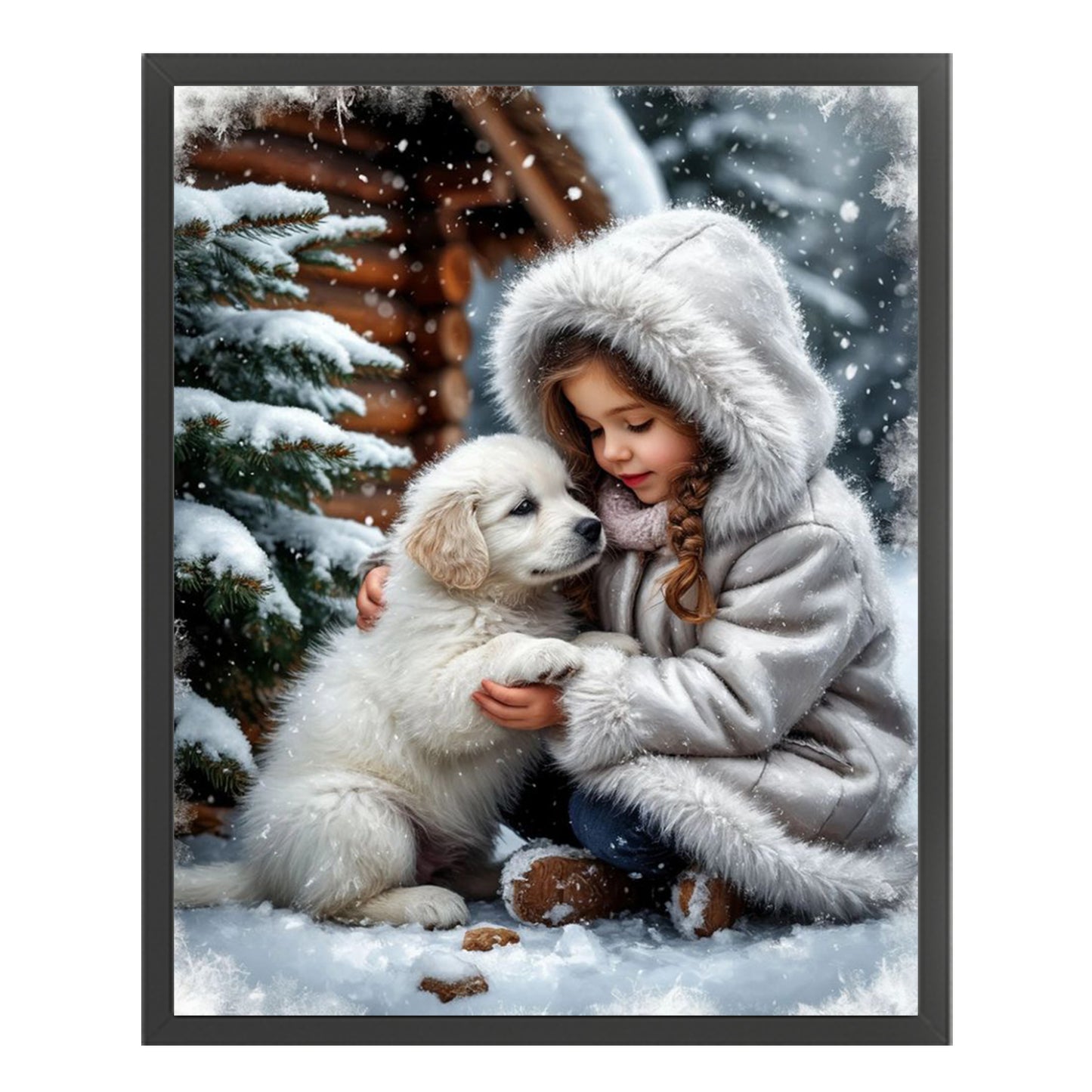 Girl And Labrador-Dog - Full 11CT Stamped Cross Stitch 40x50CM - Huacan