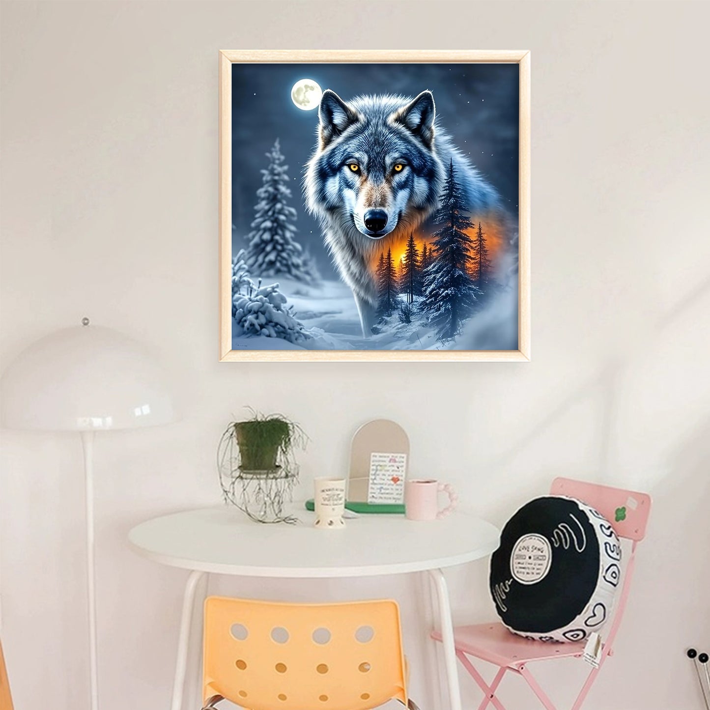 Winter Wolf - Full 11CT Stamped Cross Stitch 40x40CM - Huacan