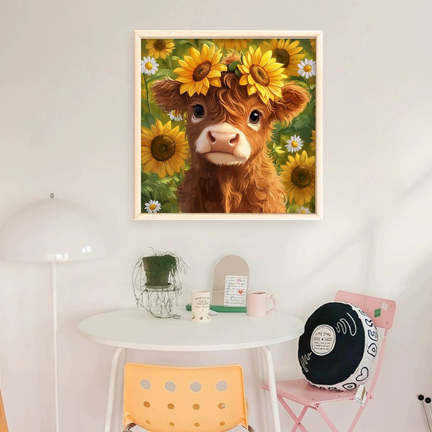 Sunflower Yak - Full 11CT Stamped Cross Stitch 40x40CM - Huacan