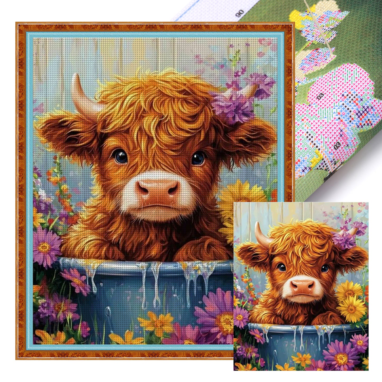 Daisy Yak - Full 11CT Stamped Cross Stitch 40x50CM - Huacan