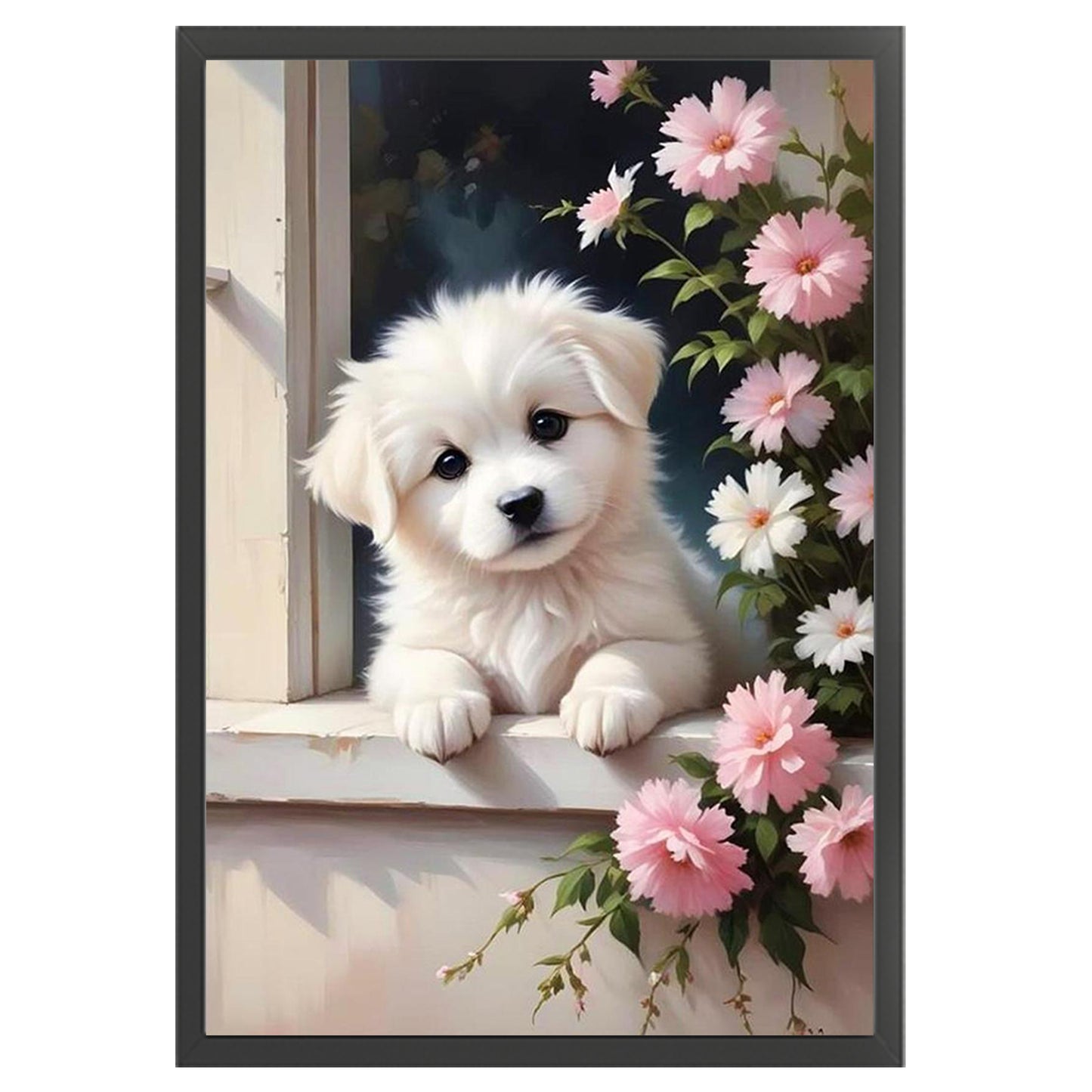 Flower Dog - Full 11CT Stamped Cross Stitch 40x60CM - Huacan
