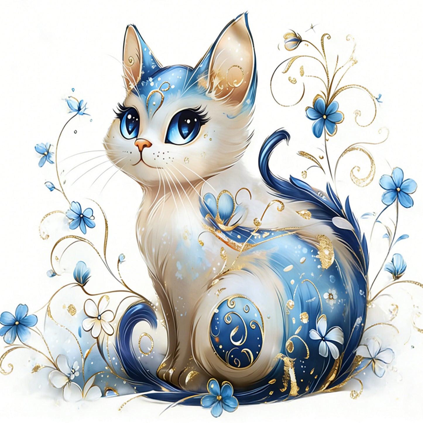 Cat - Full 11CT Stamped Cross Stitch 40x40CM - Huacan