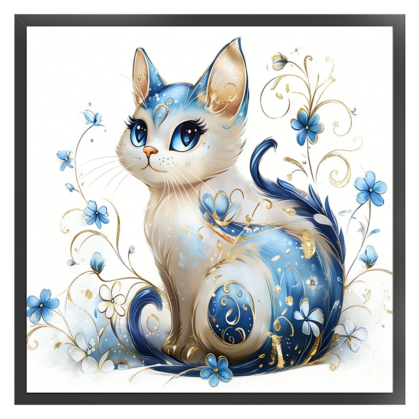 Cat - Full 11CT Stamped Cross Stitch 40x40CM - Huacan