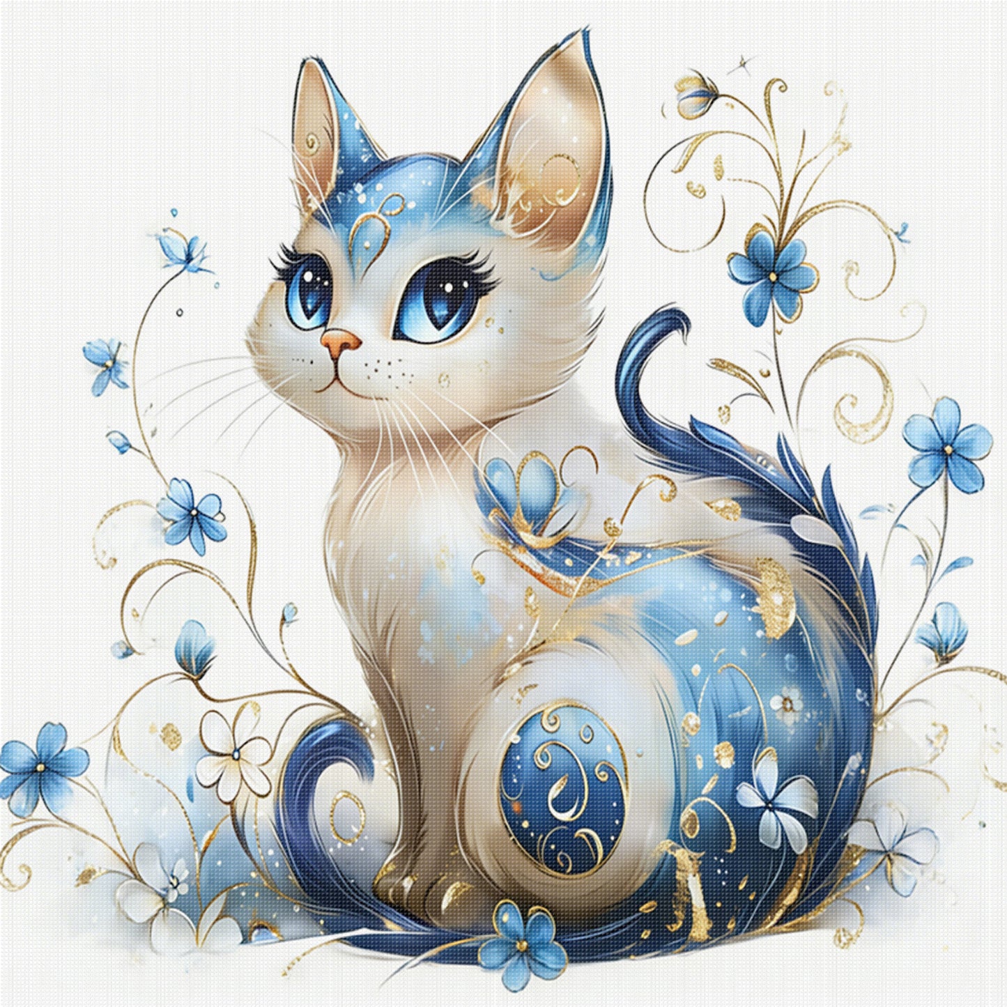 Cat - Full 11CT Stamped Cross Stitch 40x40CM - Huacan