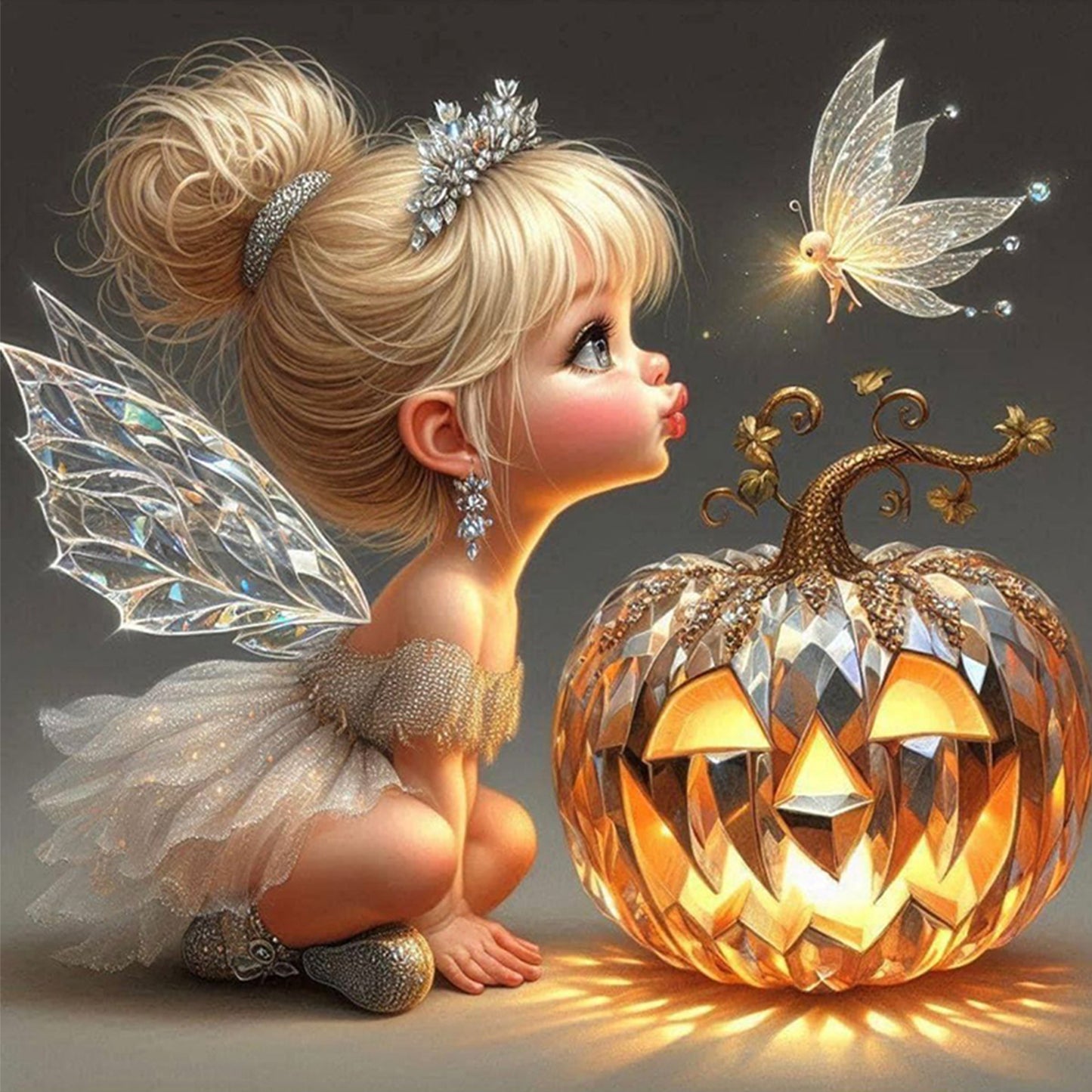 Elf And Pumpkin - Full 11CT Stamped Cross Stitch 40x40CM - Huacan