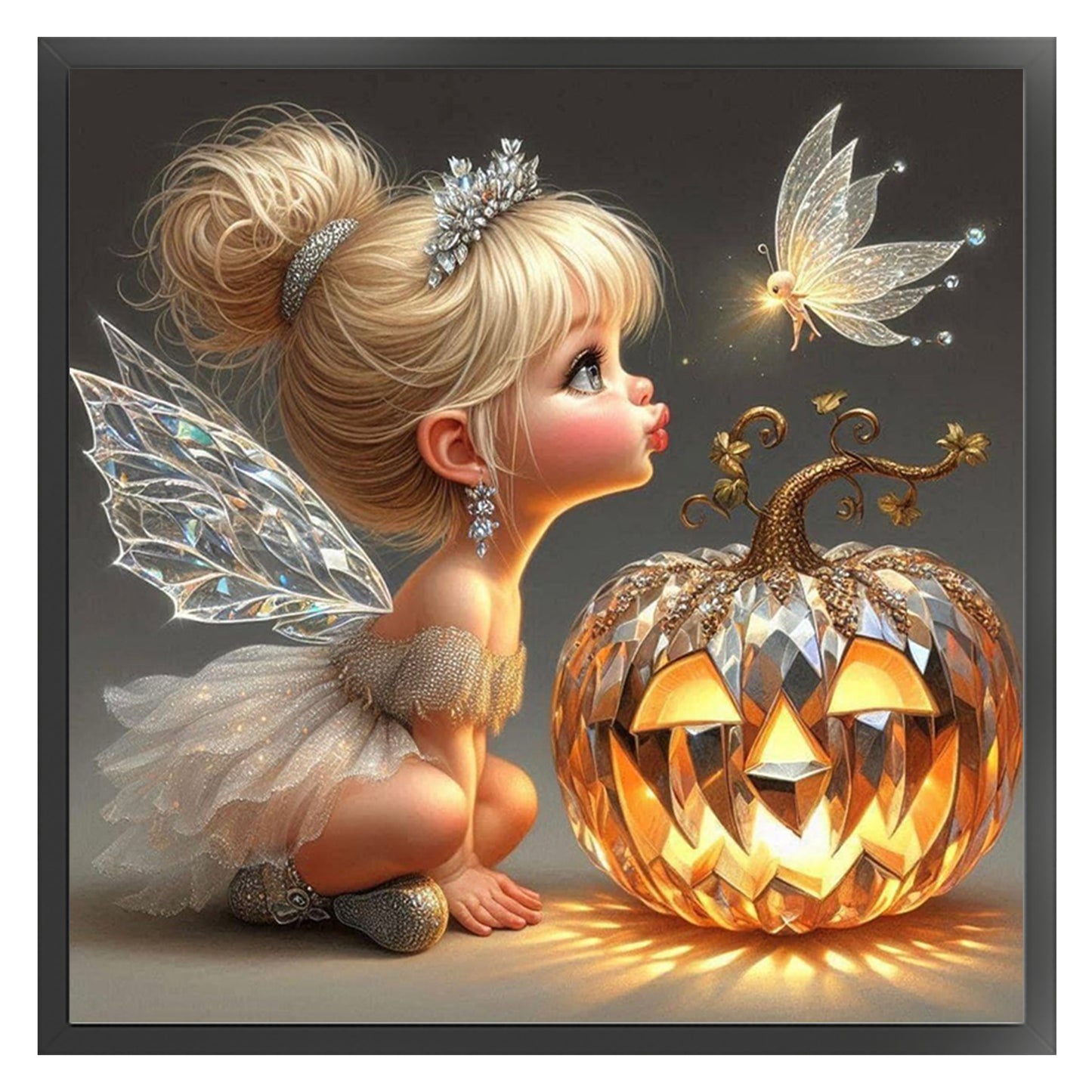 Elf And Pumpkin - Full 11CT Stamped Cross Stitch 40x40CM - Huacan