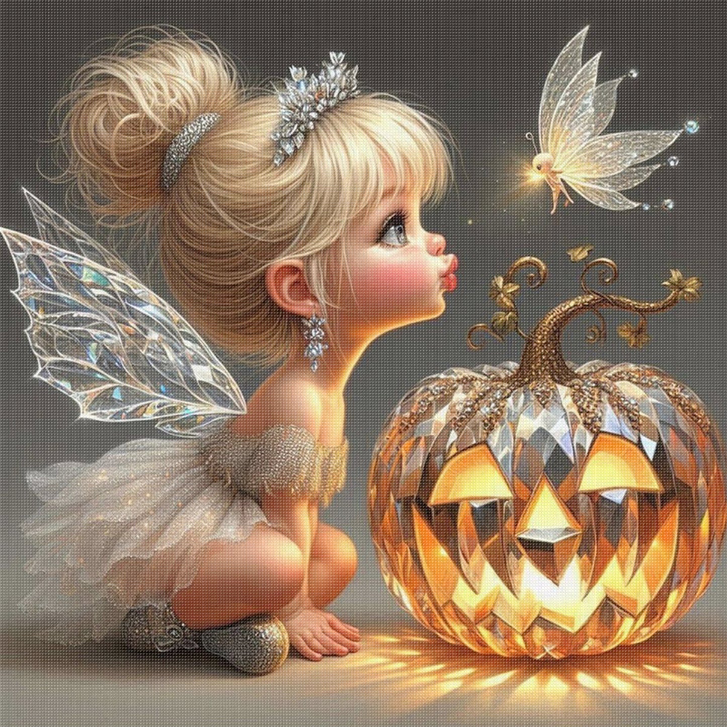 Elf And Pumpkin - Full 11CT Stamped Cross Stitch 40x40CM - Huacan