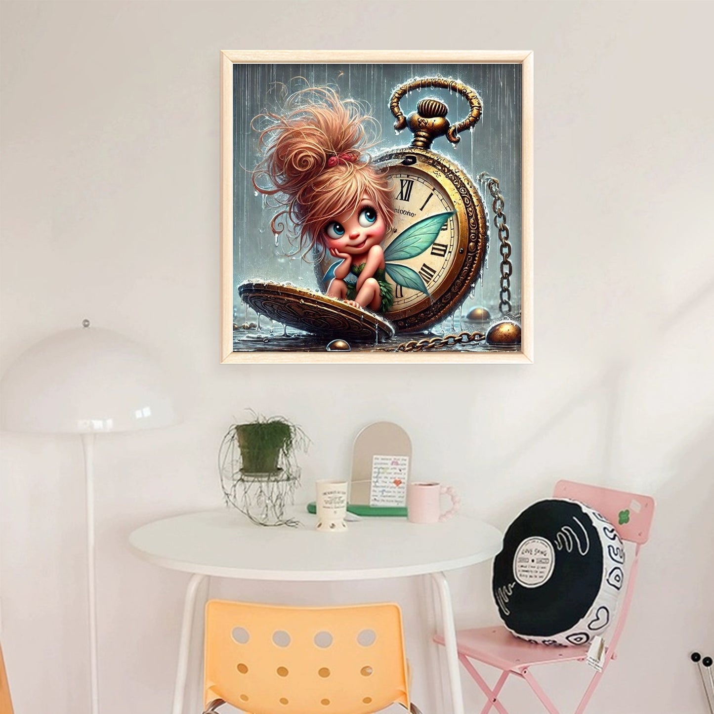 Elf In Clock - Full 11CT Stamped Cross Stitch 40x40CM - Huacan