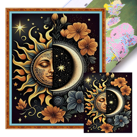 Sun And Moon - Full 11CT Stamped Cross Stitch 40x50CM - Huacan