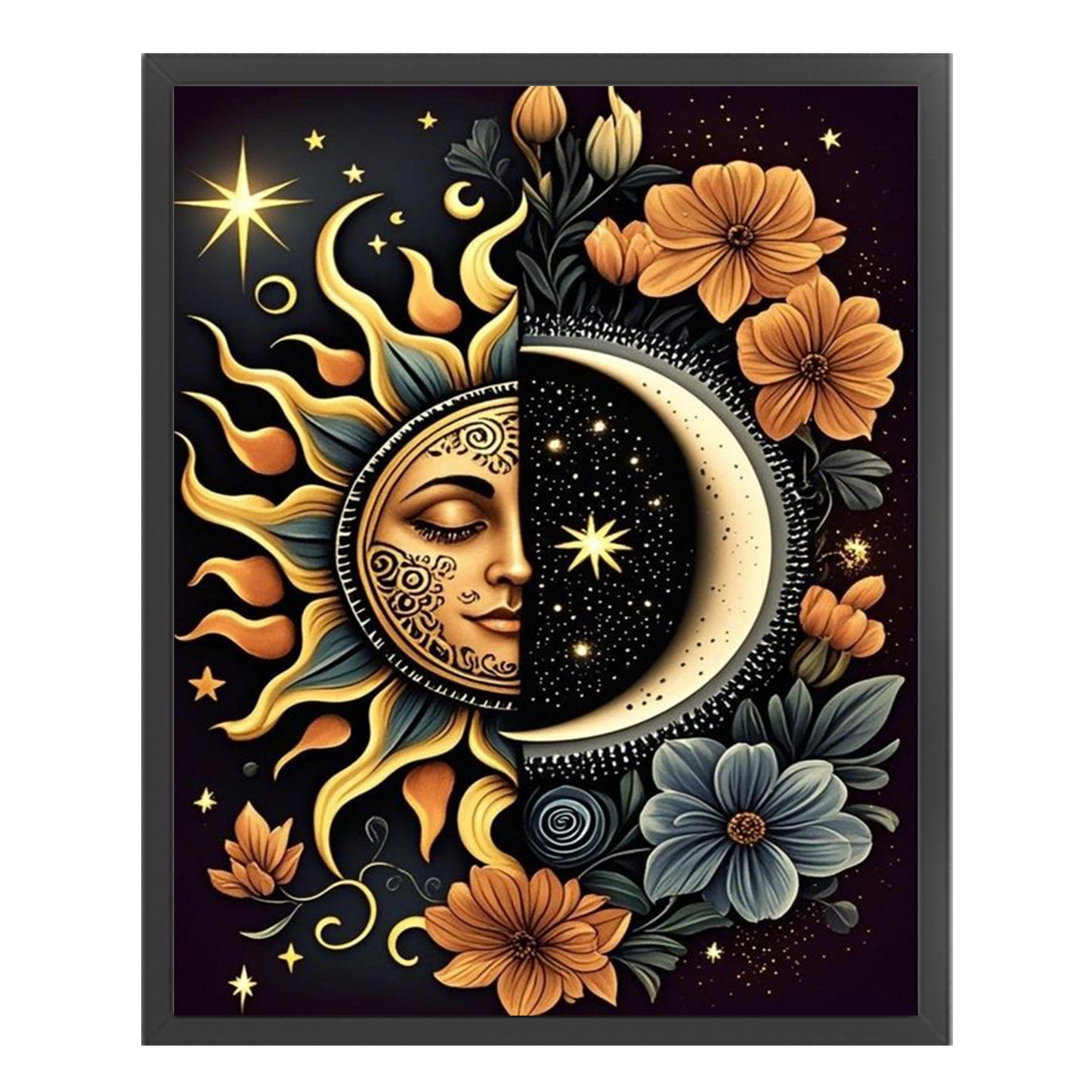 Sun And Moon - Full 11CT Stamped Cross Stitch 40x50CM - Huacan